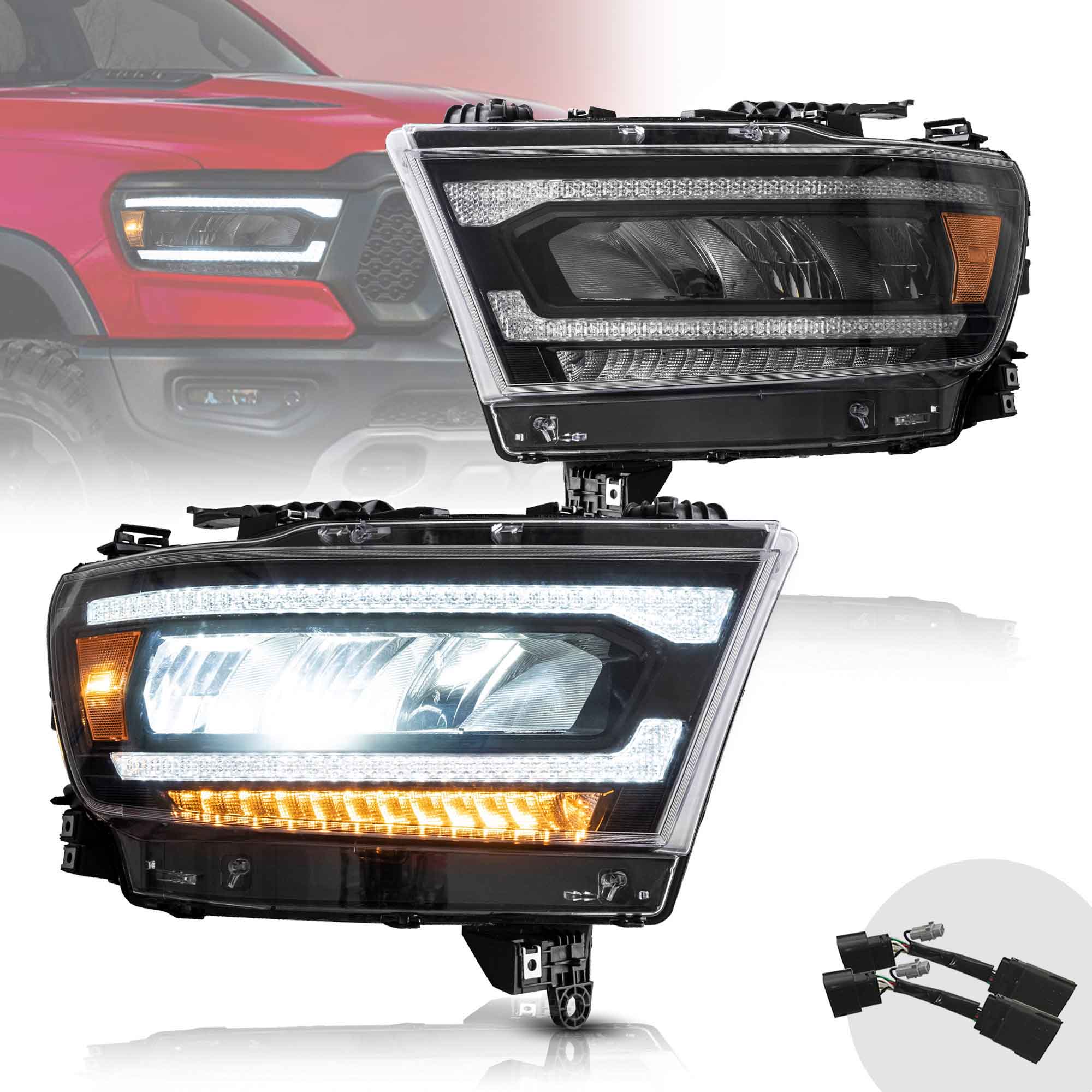 Ram 1500 Full LED Headlights with DRL Bar (2019-2024)